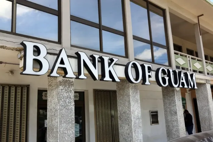  : Bank of Guam sign in Koror, Koror Island, Republic of Palau, Micronesia, Pacific Ocean