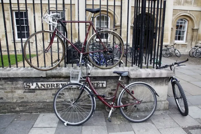 : Bicycles attached to railings in Cambridge