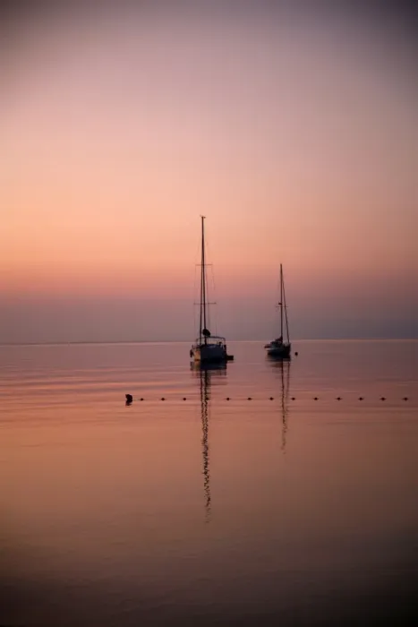  : Boats at sunset in Croatia