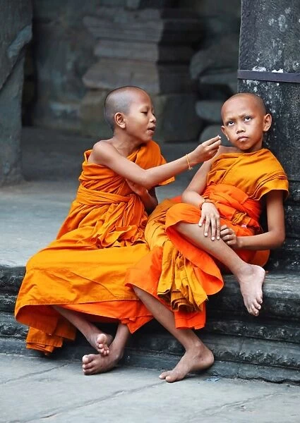 Buddhist monks at Angkor Wat Temple in Siem Reap, Cambodia