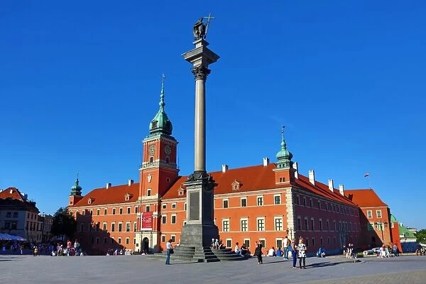 Castle Square with Sigismunds (Zygmund s) Column and the Royal Castle in Warsaw, Poland