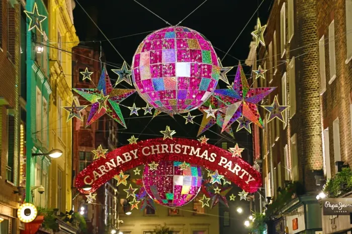  : Christmas lights and decorations in Carnaby Street, London