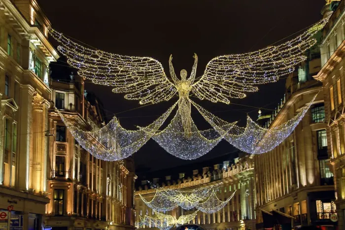  : Christmas lights in the shape of Angels in Regent Street, London