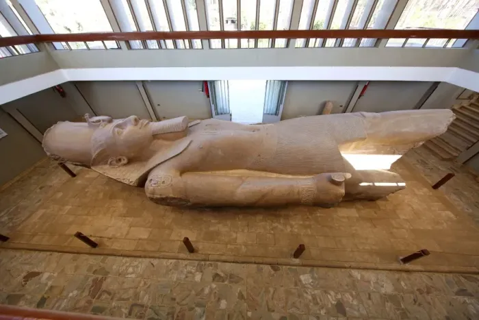 : The Colossus of Ramesses II, Pharoah of Egypt statue at the Memphis Museum, Cairo, Egypt : The Colossus of Ramesses II, Pharoah of Egypt statue at the Memphis Museum, Cairo, Egypt
