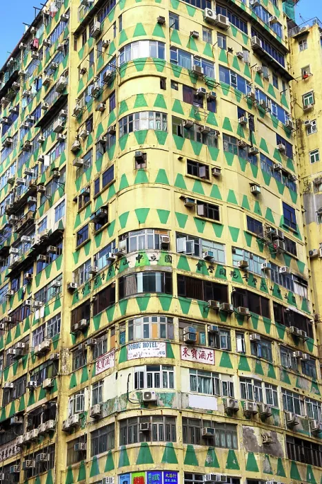  : Colourful apartment blocks and housing in Jordan, Kowloon, Hong Kong, China