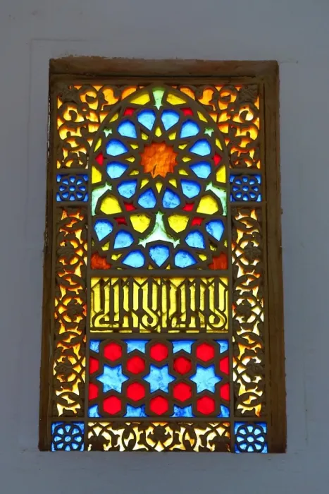 : Colourful patterns on stained glass windows in King Hussein Park, Amman, Jordan