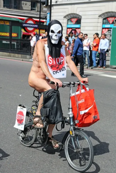  : Cyclists in the World Naked Bike Ride 2013 in London