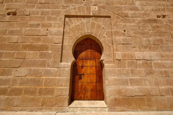  : Door of the unfinished Hassan Tower in Rabat, Morocco
