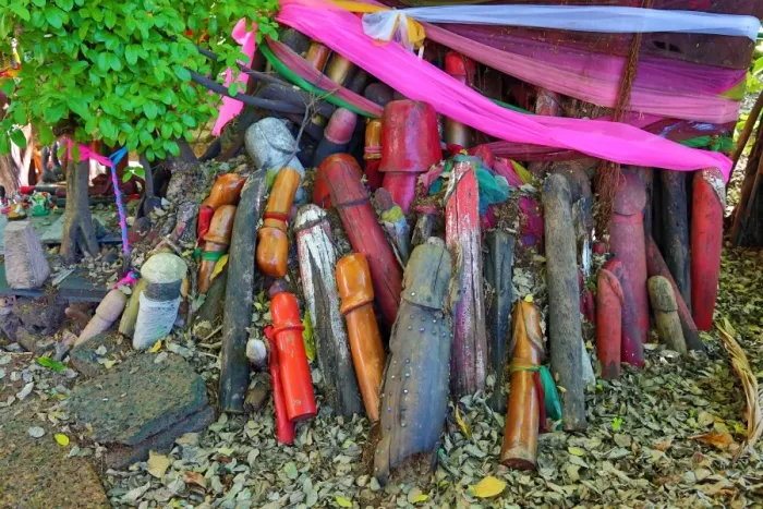  : Fertility shrine of the Goddess Tubtim with thousands of wooden phalluses and phallic symbols, Bangkok, Thailand