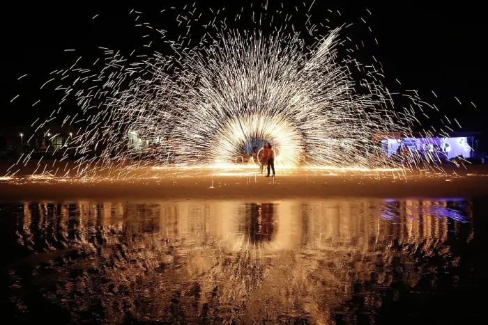  : Fire show on Sai Kaew beach in Koh Samet, Thailand