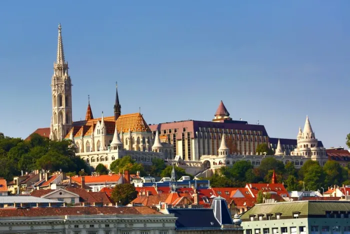  : The Fishermans Bastion and the Matthias Church in Budapest, Hungary