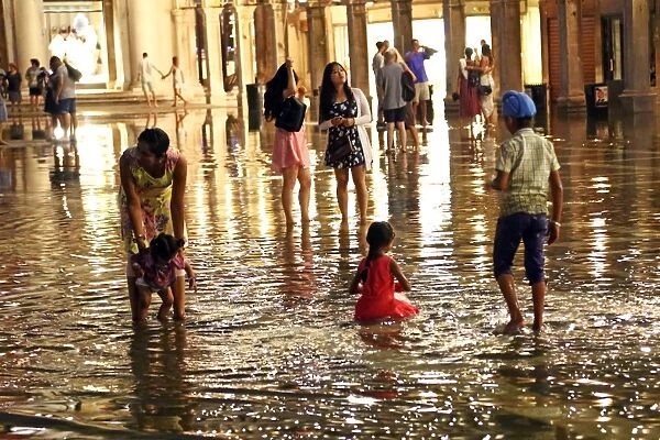 Flooding in St. Marks Square in Venice, Italy