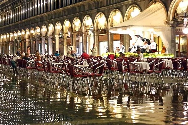 Flooding in St. Marks Square in Venice, Italy