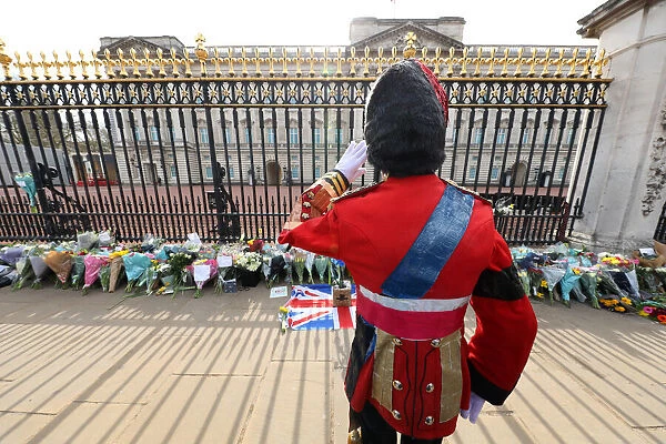 Floral tributes laid at Buckingham Palace on the death of Prince Philip