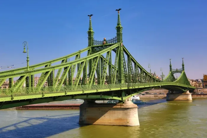  : The Freedom Bridge, aka the Liberty Bridge, over the River Danube in Budapest, Hungary