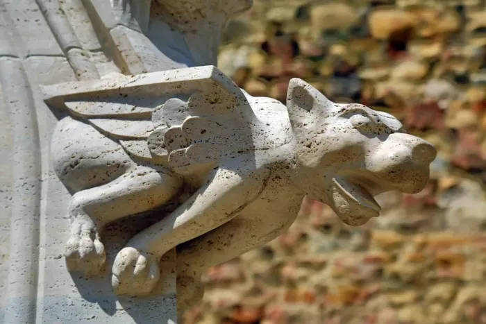 : Gargoyle statue from the spire of Zagreb Cathedral in Zagreb, Croatia : Gargoyle statue from the spire of Zagreb Cathedral in Zagreb, Croatia