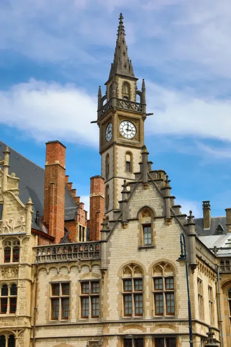  : Ghent clock tower and traditional buildings, Ghent, Belgium