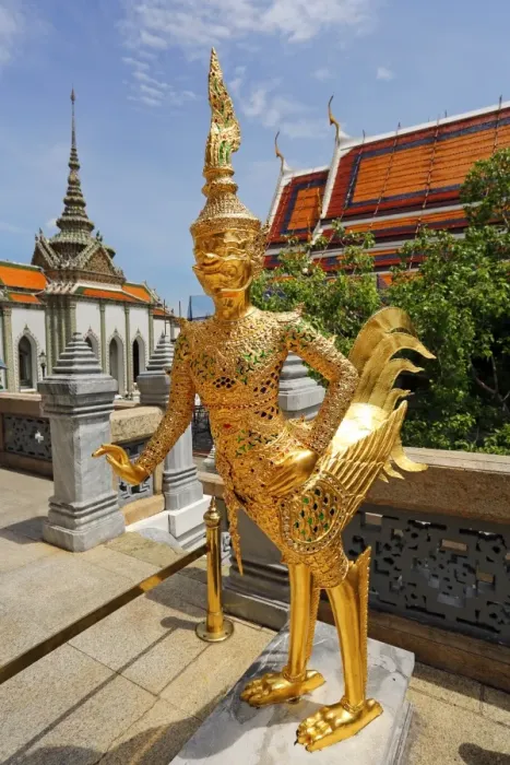  : Golden Kinnara statue, Wat Phra Kaew, Temple of the Emerald Buddha Complex, Bangkok, Thailand
