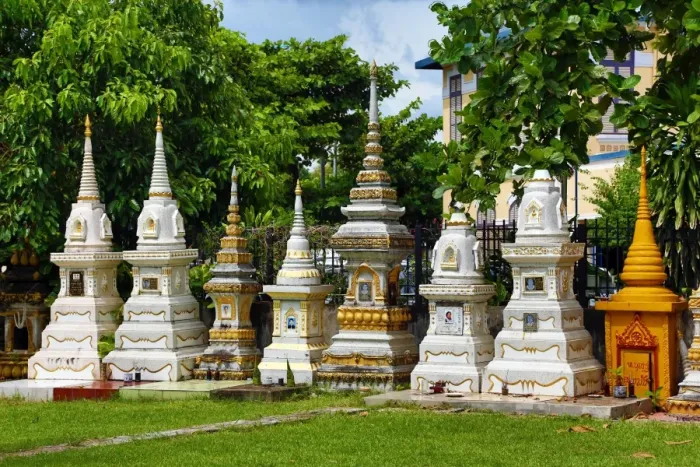  : Graves in a cemetery at Wat Si Saket Buddhist Temple, Vientiane, Laos