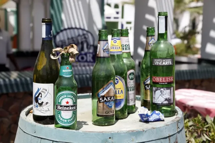  : Empty green bottles