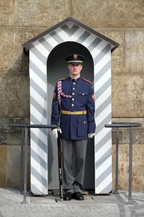  : Guard in sentry box in Prague Castle in Prague