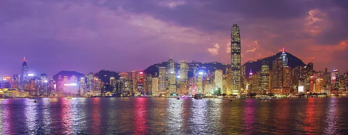  : Hong Kong City Skyline and Victoria Harbour at sunset, Hong Kong, China