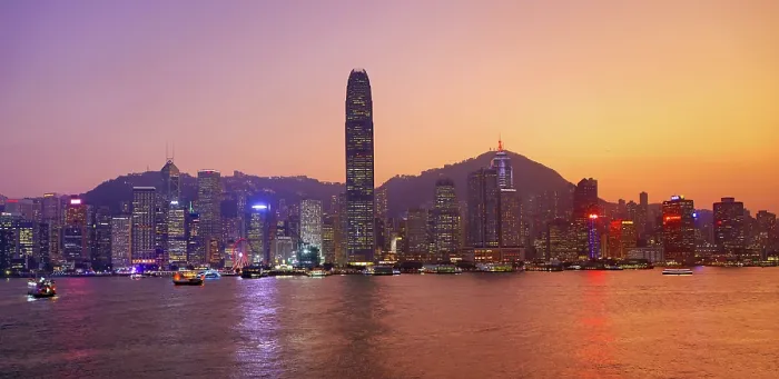  : Hong Kong City Skyline and Victoria Harbour at sunset, Hong Kong, China