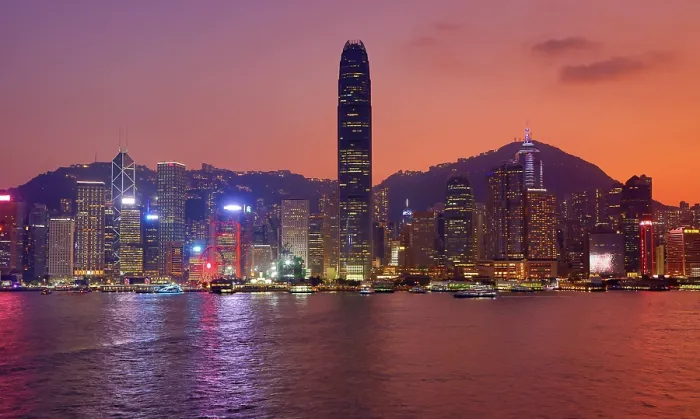  : Hong Kong City Skyline and Victoria Harbour at sunset, Hong Kong, China