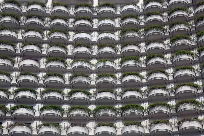  : Hotel balconies on a building, Bangkok, Thailand