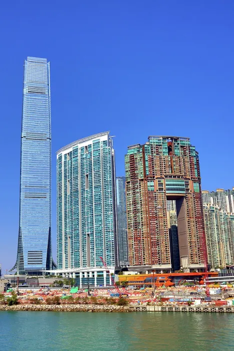  : The ICC and buildings above Kowloon Station including The Arch, The Waterfront, Sorrento and Elements shopping centre in Hong Kong, China