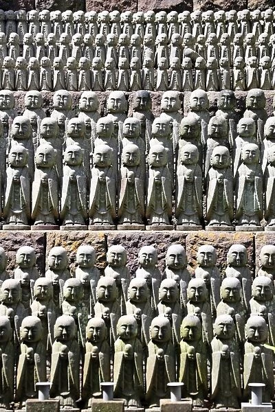 Jizo Statues at Jizo-Do Hall at Hase-dera Buddhist Temple in Kamakura near Tokyo, Japan