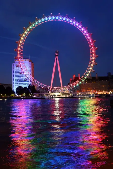  : London Eye illuminated in rainbow colours for London Pride 2015