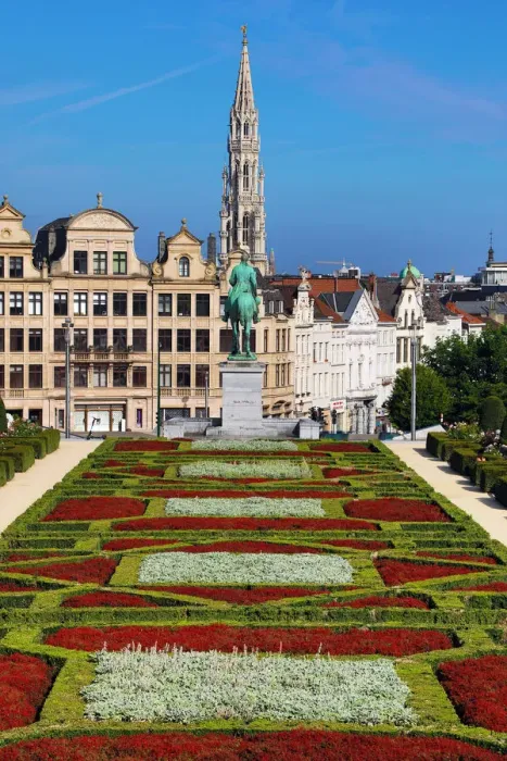  : Mont des Arts Gardens and Tower of the Town Hall, Brussels, Belgium