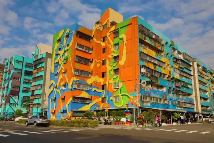  : Murals on buildings in Weiwu Mimi Village, Kaohsiung City, Taiwan