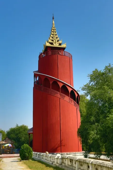  : The Nanmyintsaung Watchtower in the Royal Mandalay Palace, Mandalay, Myanmar (Burma)