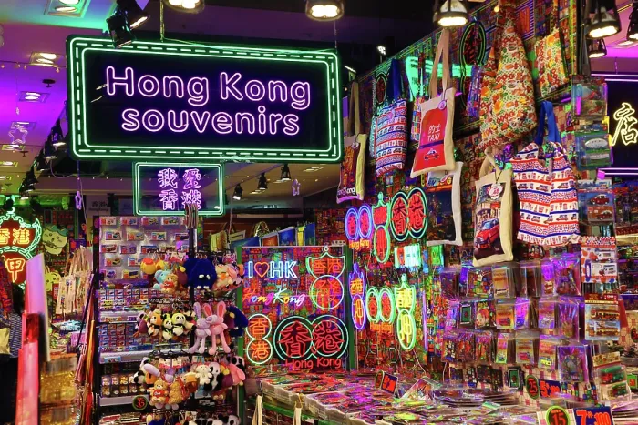  : Neon Lights and signs in Kowloon souvenir shop, Hong Kong, China