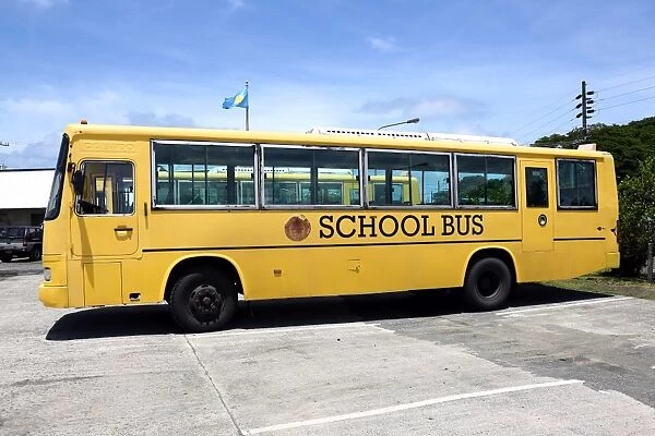 Palau school bus in Koror, Koror Island, Republic of Palau, Micronesia, Pacific Ocean