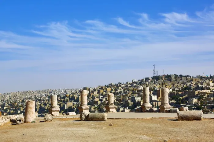  : Pillar ruins in the Amman Citadel, Jabal Al-Qala, Amman, Jordan