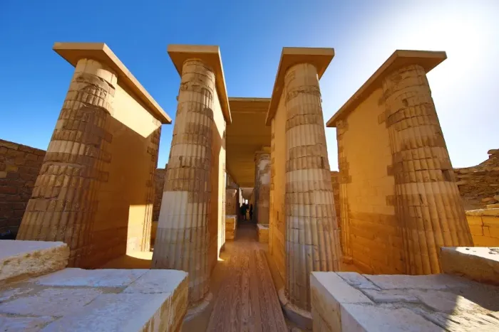  : Pillars of the entry hall to the step Pyramid of Djoser (or Zoser) in the Saqqara