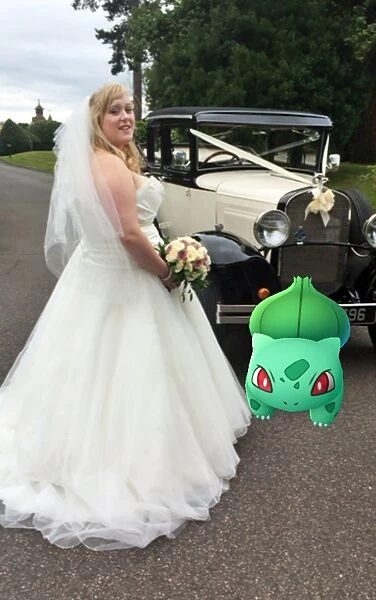 Pokemon Go characters gatecrash wedding, Cobham, UK - 15th July 2016