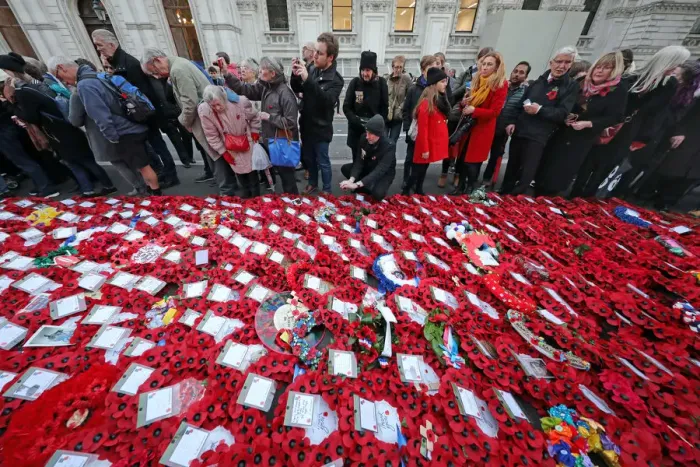  : Poppies at the Cenotaph, 100th anniversary of the World War I Armistice, Whitehall