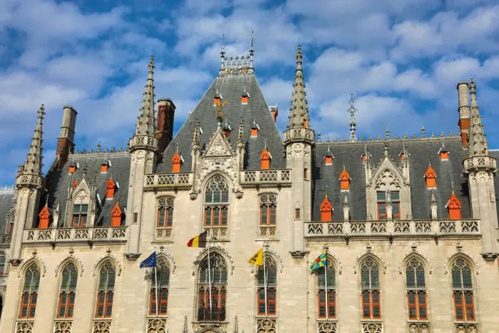  : The Provinciaal Hof or Province Court, a Neogothic building on the market square, Bruges
