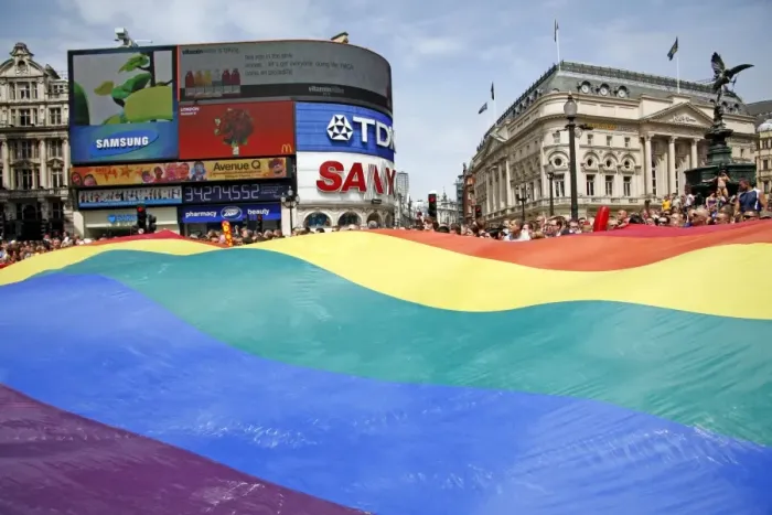  : Rainbow Flag at Piccadilly Circus at London Pride Parade 2009