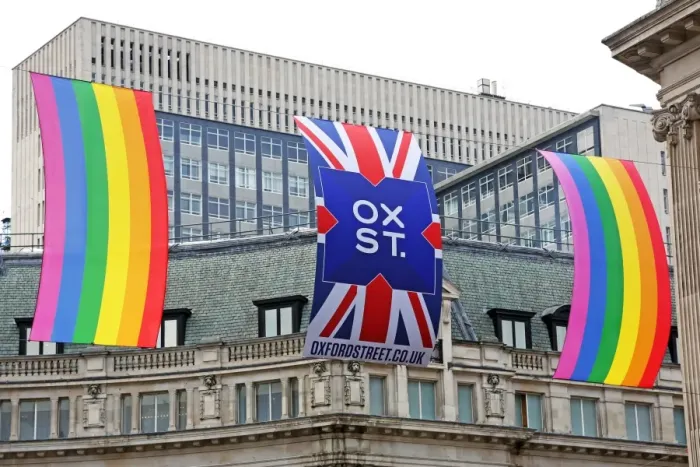  : Rainbow flags on Oxford Street for Pride, London