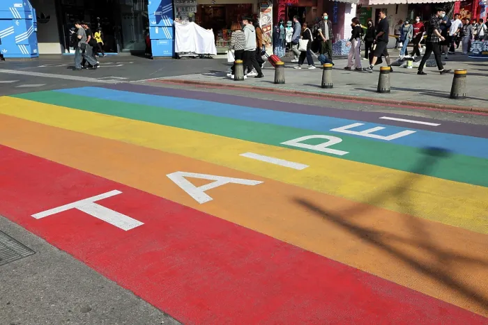  : Rainbow Six pedestrian crossing in Ximending, Wanhua District, Taipei, Taiwan ROC