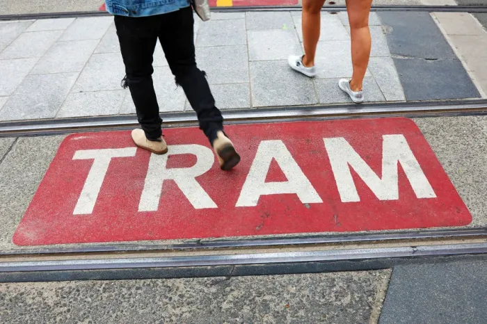  : Red Tram sign, Antwerp, Belgium