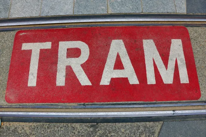  : Red Tram sign, Antwerp, Belgium
