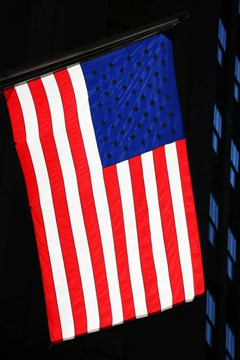 : Red, white and blue Stars and Stripes American flag, New York. America : Red, white and blue Stars and Stripes American flag, New York. America