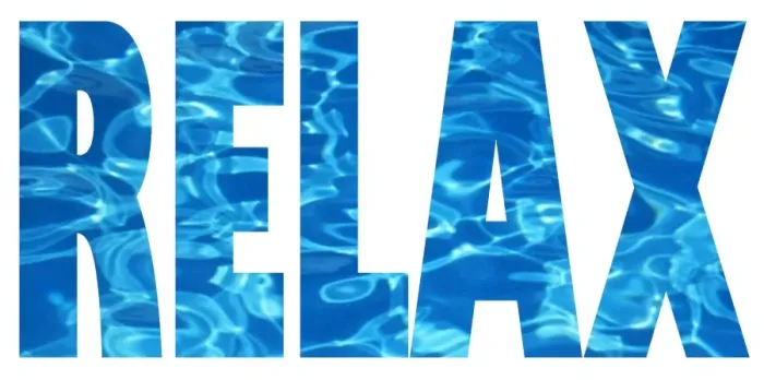  : Relax fun word text mug with blue water ripple background