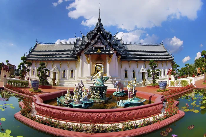  : Sanpet Prasat Palace from Ayutthaya, at Muang Boran, The Ancient City, historical museum of reproductions of famous Thai buildings, Bangkok, Thailand